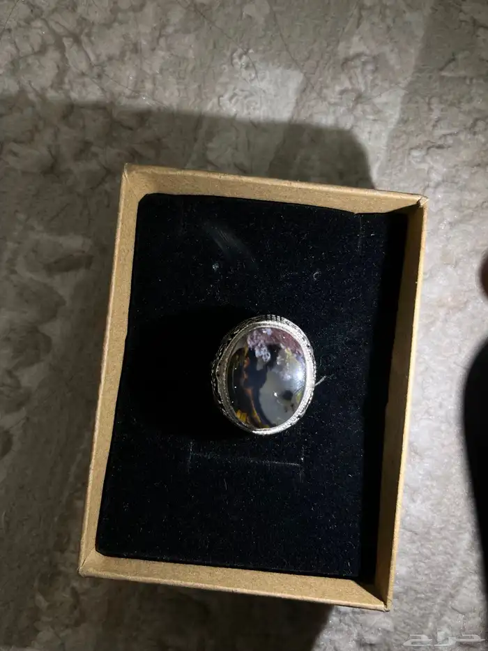 خاتم حجر عقيق طبيعي مصور 5