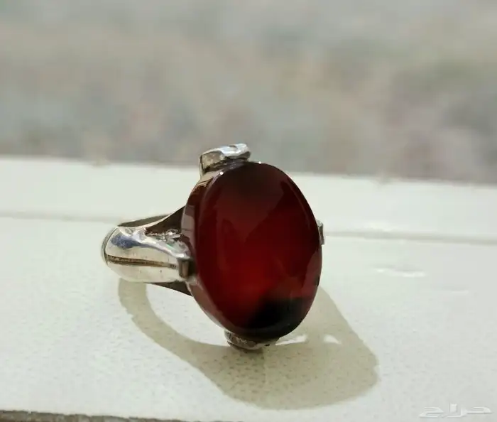 عقيق يماني كبدي مزعفر فضه مقاس 22 صياغه عربيه 1