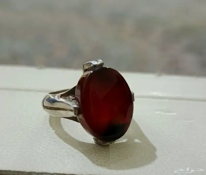 عقيق يماني كبدي مزعفر فضه مقاس 22 صياغه عربيه 2