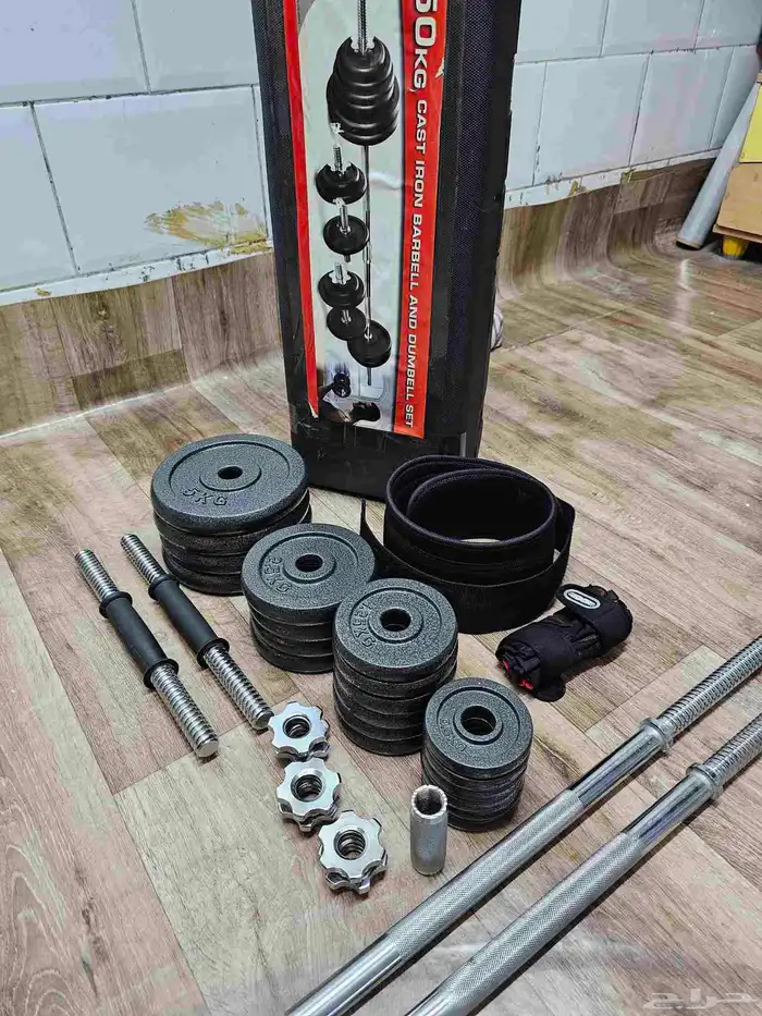 50KG FITNESS CAST IRON AND DUMBELL SET CONDITION LIKE NEW 4