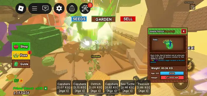 grow a garden peacock pet قرو قاردن طاؤوس تايتانك رينبو 0