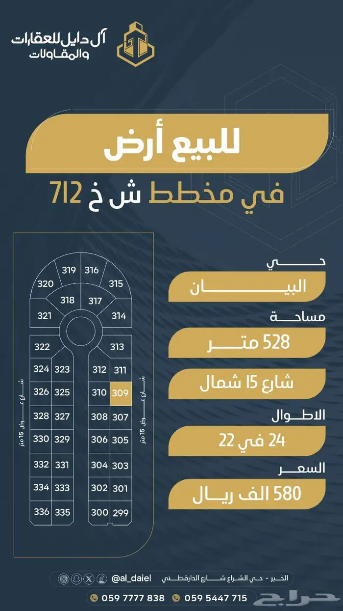 أفضل ارض للبيع في حي الكوثر زاويه 26