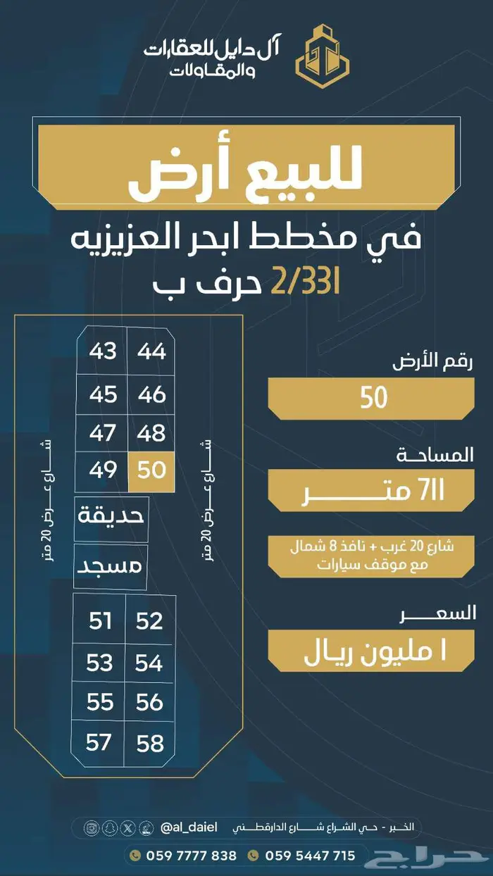 أفضل ارض للبيع في حي الكوثر زاويه 31