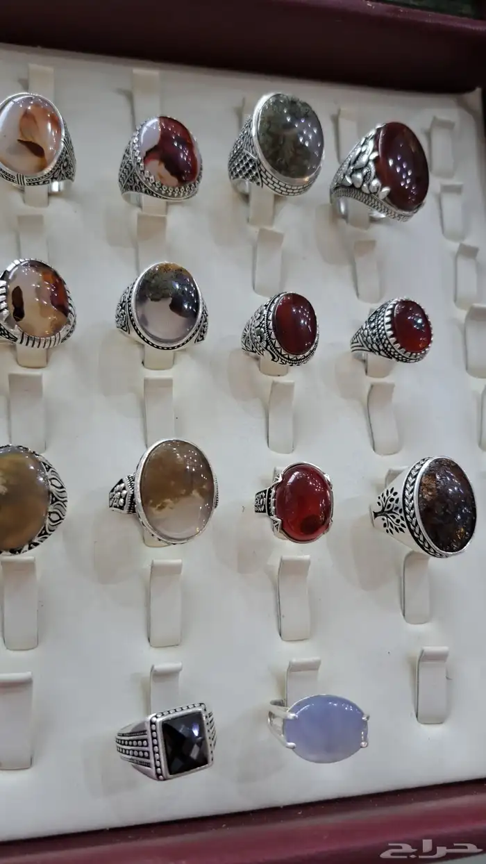 خواتم فضه عقيق يمني اصلي عيارالفضه925 0