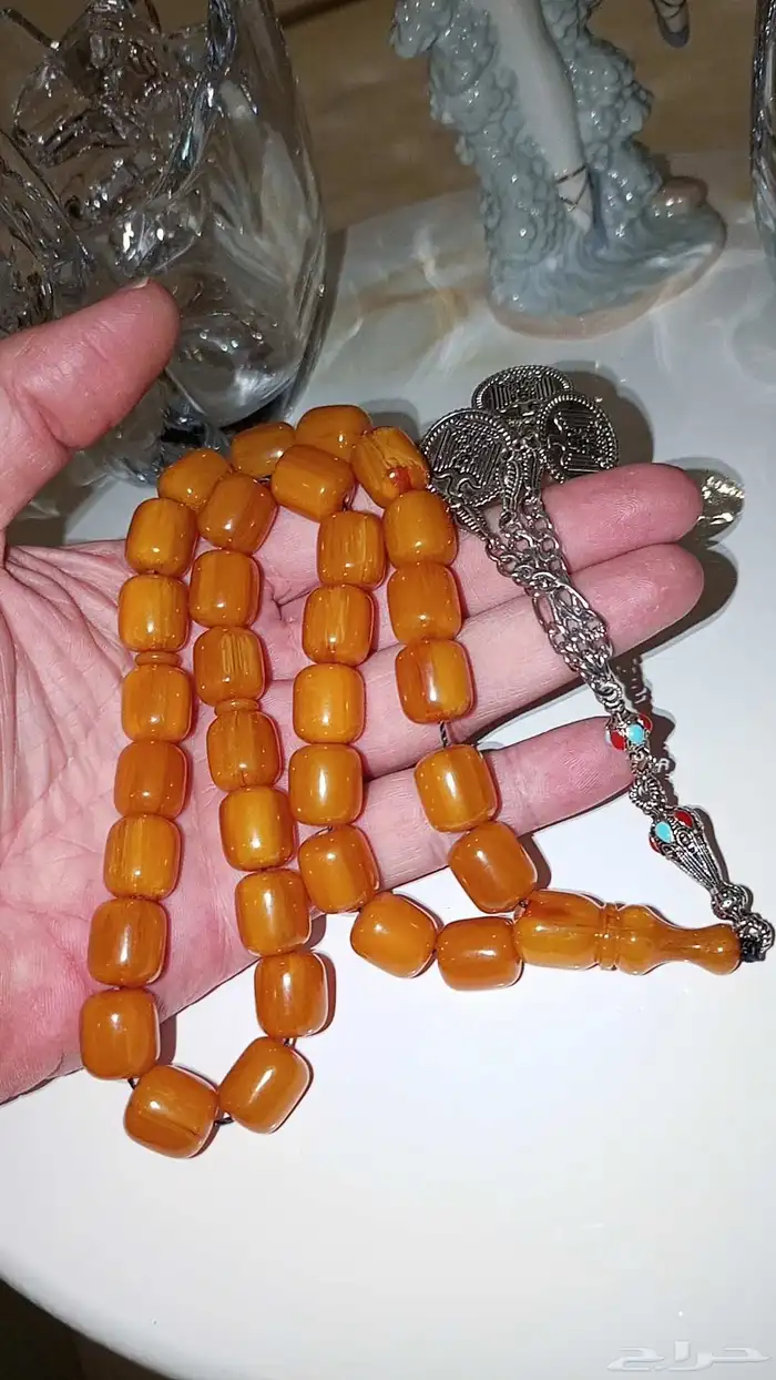 مؤنتكه مسكي عسلي مشخط فاقع قص برميلي الخرزات 33 ثقيلة جدا 0