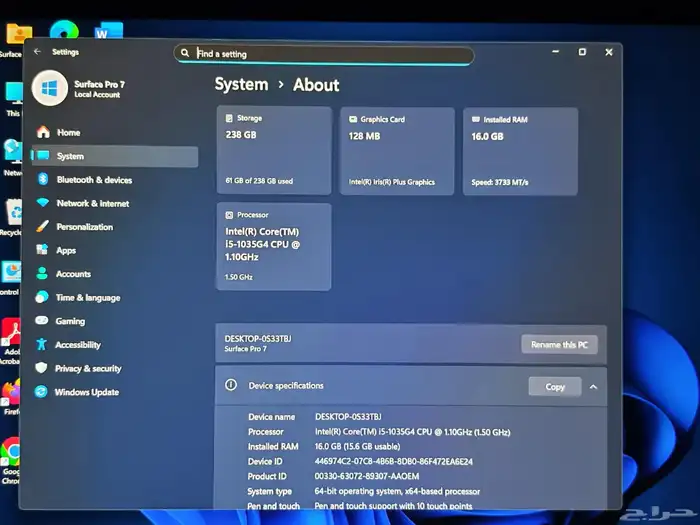 لابتوب لوحي Microsoft Surfaces Pro 7 i5 7