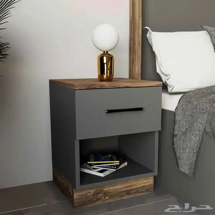 سرير نوم فردي لون رمادي مع بني 6