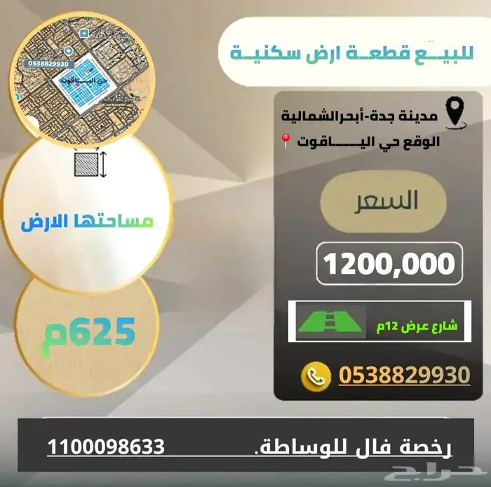 للبيع اراضي سكنية مدينة جدة-أبحرالشمالية حي الزمرد الصواري 8