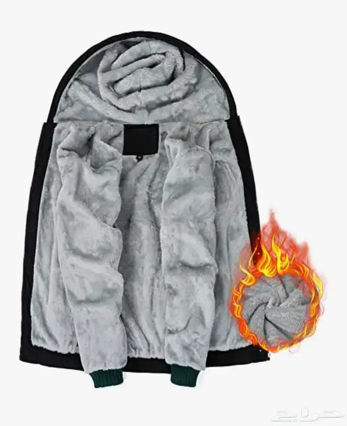 جاكت شتوي دافئ كبير الحجم بسحاب علوي مع جيوب وغطاء راس وسحاب 1