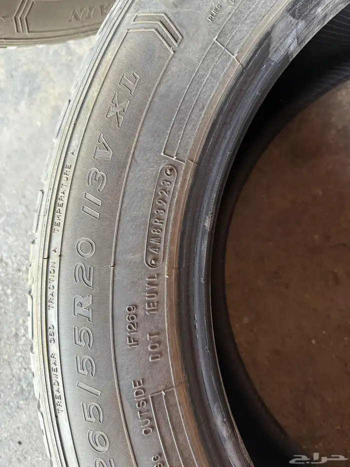 كفرات دنلوب مقاس 265 55 20 للبيع مستعمل نضيفة 0
