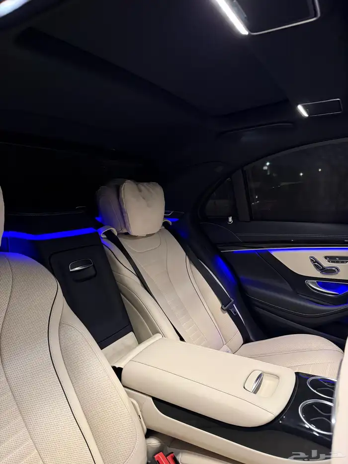 مرسيدس S450 اسود داخل اوف وايت قمة في النظافة 7