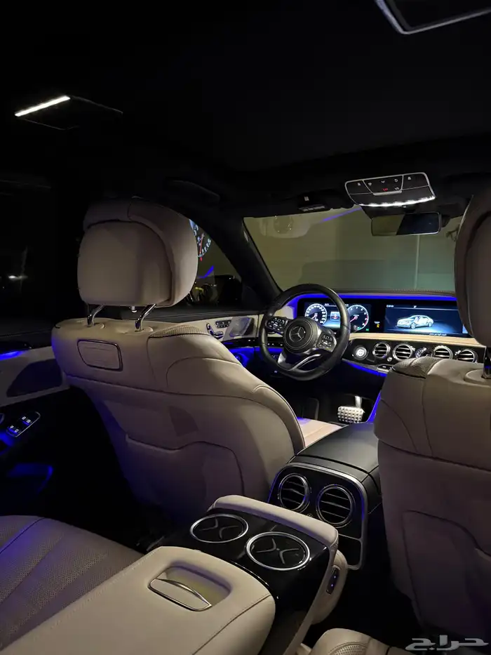 مرسيدس S450 اسود داخل اوف وايت قمة في النظافة 6