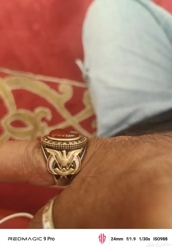 خاتم فضه عقيق يمني فخم منحوت 8 جرام ونص 4