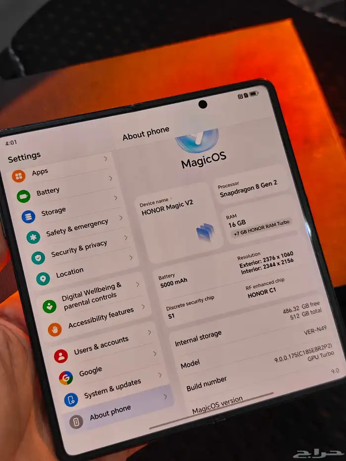 Honor magic v2 512 gega 16 ram 2
