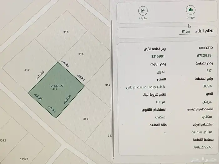 ارض في مخططات عريض للبيع 0