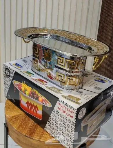 صينية تقديم ضيافة متعددة النقشات صينية تقديم فواكه وتمور فا 1