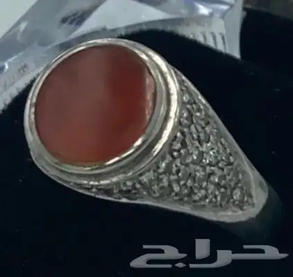 خاتم فضه عيار 925 بفص دائري احمر 5