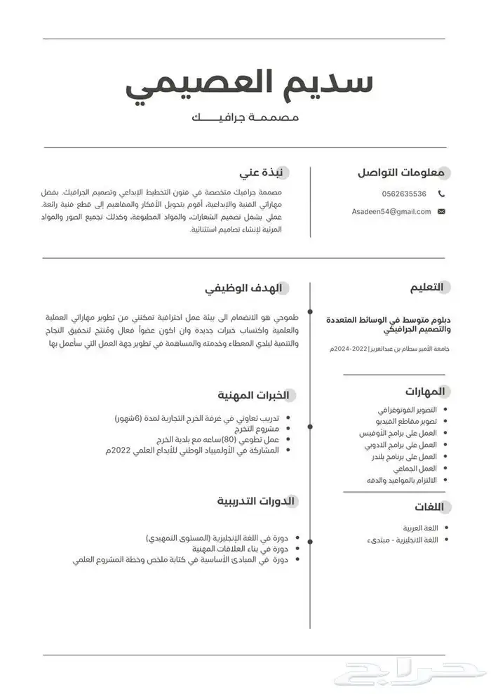 سيرة ذاتية ATS سيفي لغة عربية لغة انجليزية 0