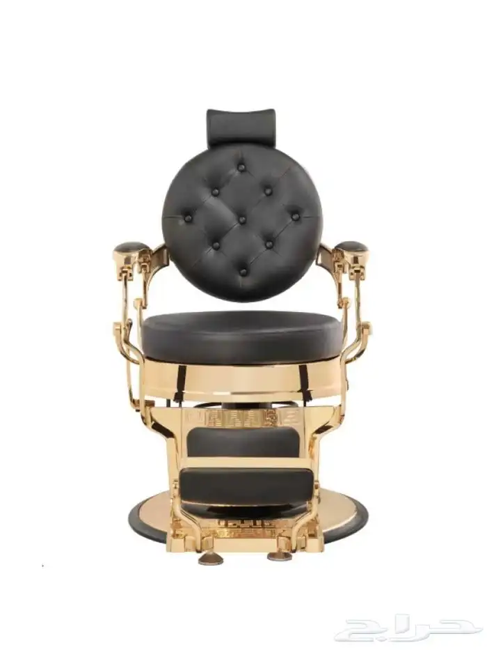 كرسي حلاقة رجالي اسود مع حديد ذهبي 1