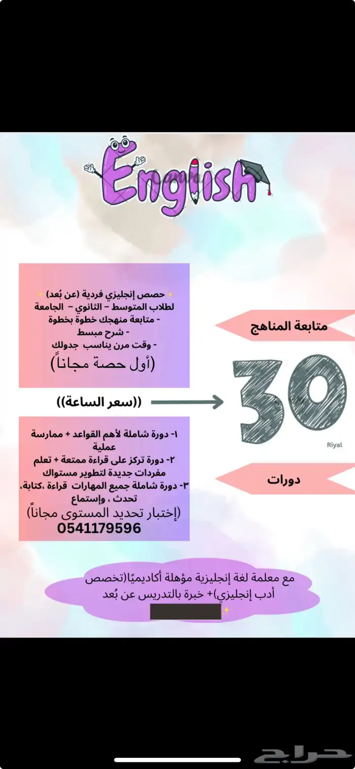 دروس لغة إنجليزية فردية عن بعد 0