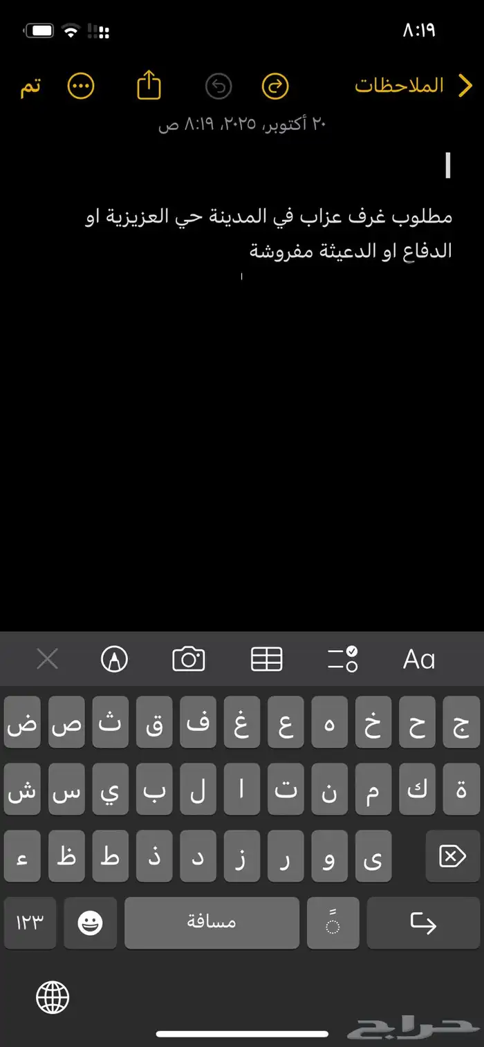 مطلوب غرف عزاب مفروش العزيزية 0