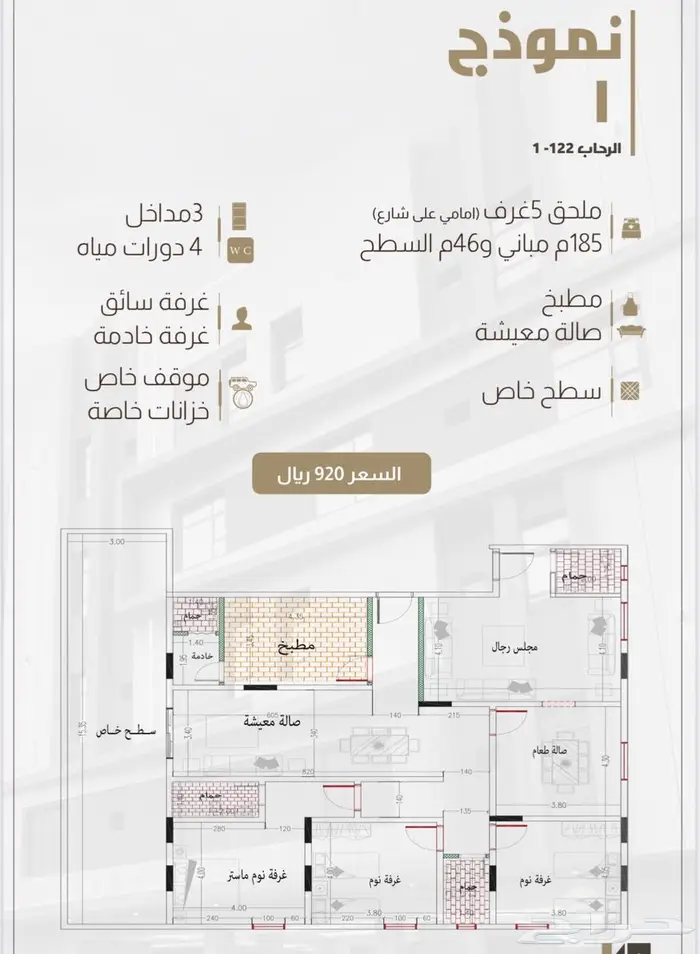 شقق جديدة للبيع حي الرحاب والريان جدة 6