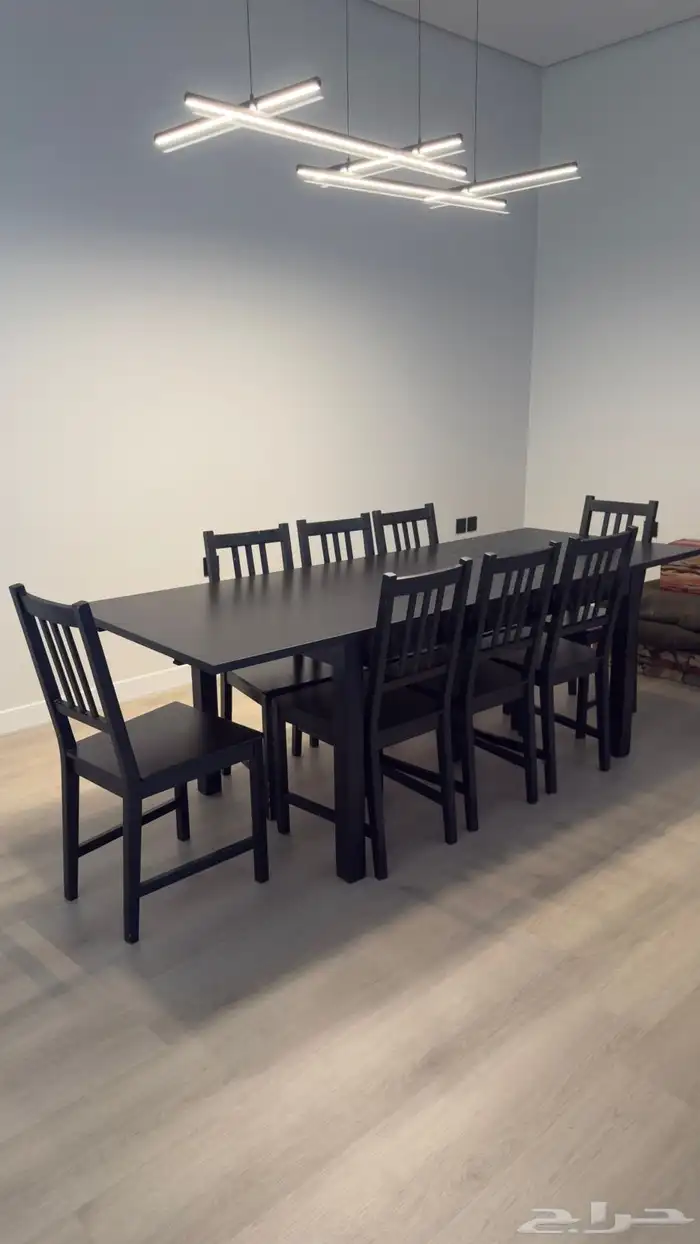 طاولة إيكيا قابلة للتكبير والتصغير مع 8 كراسي 0