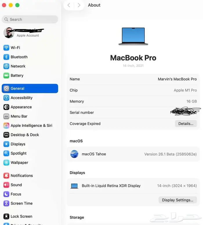 MacBook Pro 14  (2021) M1 Pro   16 GB RAM   512 GB SSD 5
