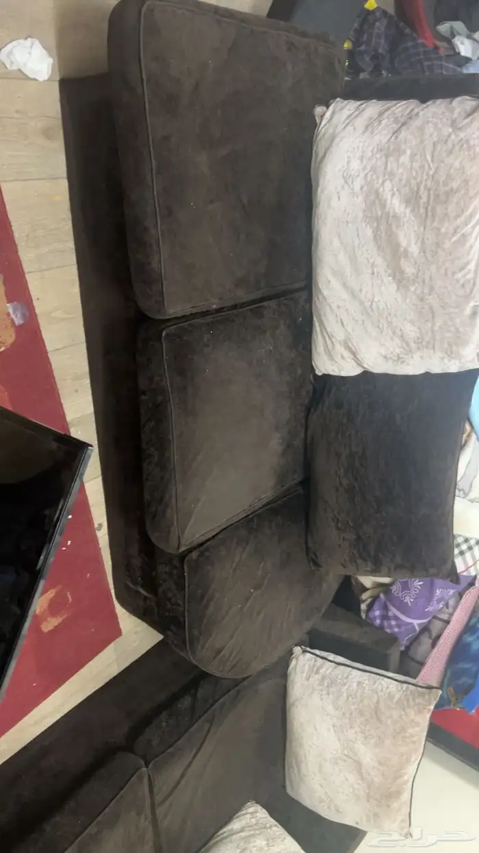 ركن كنب حرف ال اللون بني محروق 0