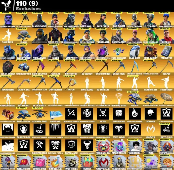 حساب فورت نايت سكلتون و شيطون و اكس الطياره 0