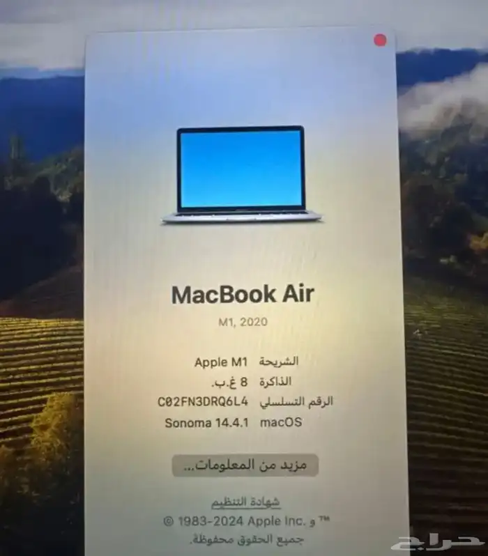 MacBook Air (M1  2020) Ram (8) GB (256) 2
