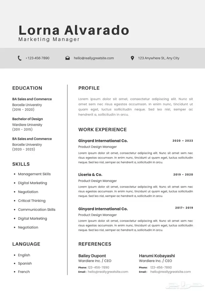 تصميم سيرة ذاتية احترافية 1