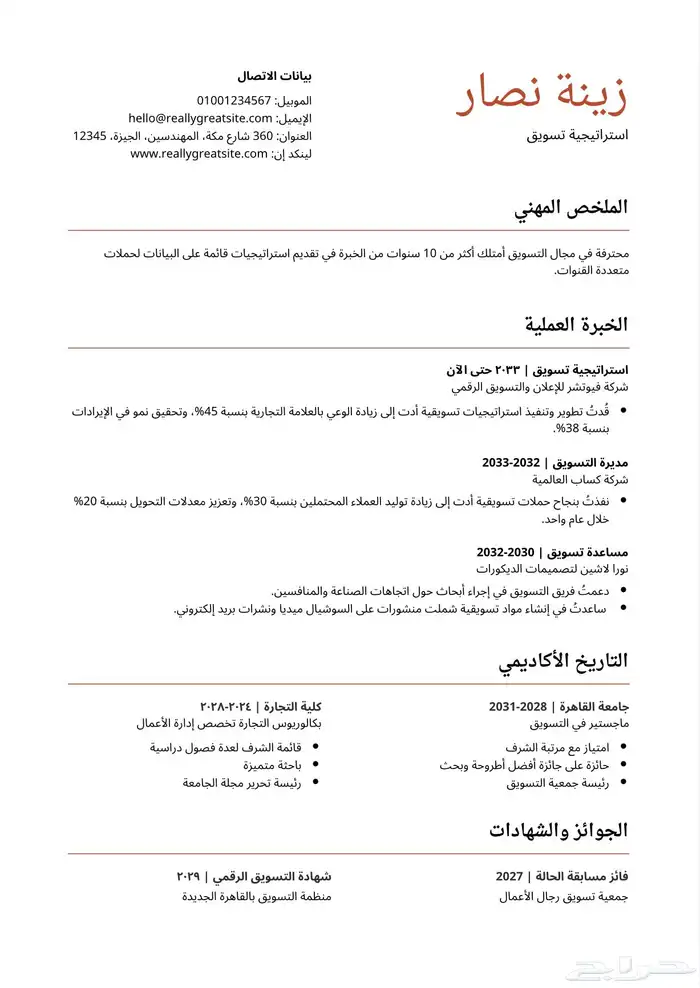 تصميم سيرة ذاتية احترافية 5