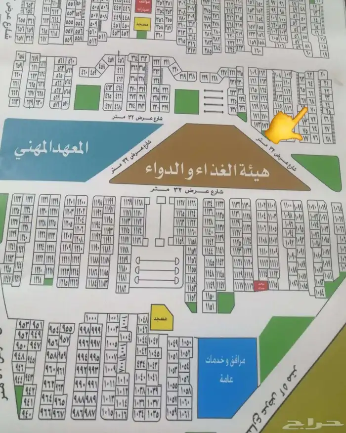 نص ارض للبيع في مخطط حي النور 6ج س الجزء أ مساحه 300م 2