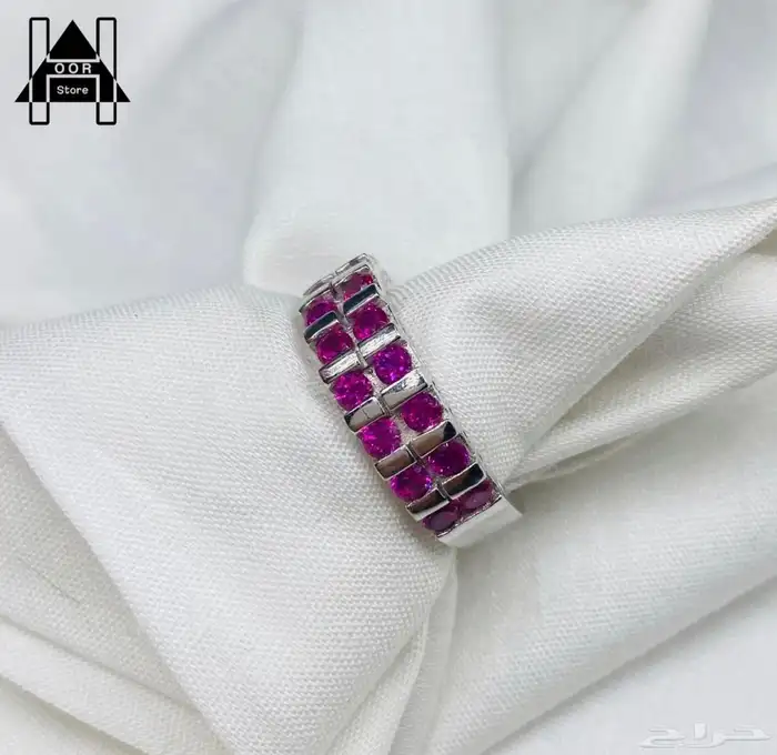 خواتم توينز سوليتير نسائي فضه عيار925 بفصوص فاخرة وردي وابيض 4