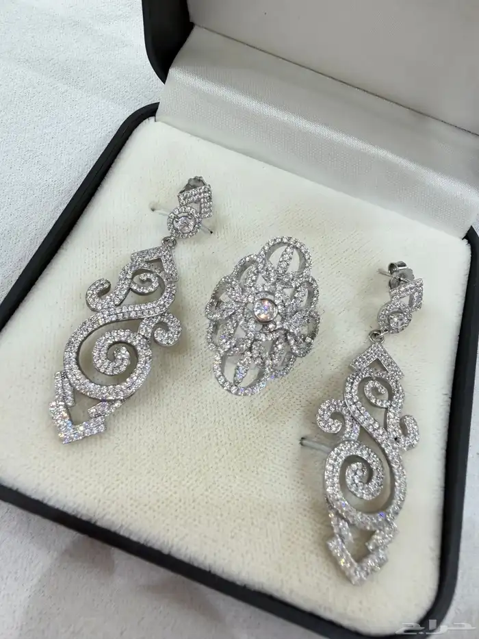 طقم فضه راقي وفخم إسترليني عيار 925 دق ألماس 9