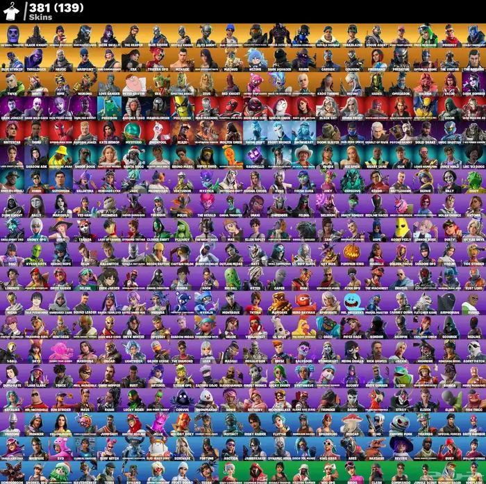 حساب فورت نايت سكلتون و شيطون و اكس الطياره 2