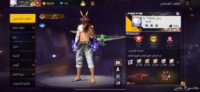 حساب فري فاير نادر 29