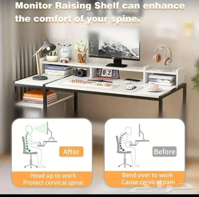 مكتب انيق العصري بالللون الابيض خشبي متين 9