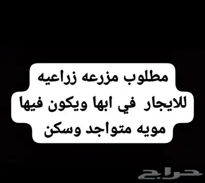 ابحث عن مزرعه للايجار في ابها متواجد فيها مويه وسكن 0