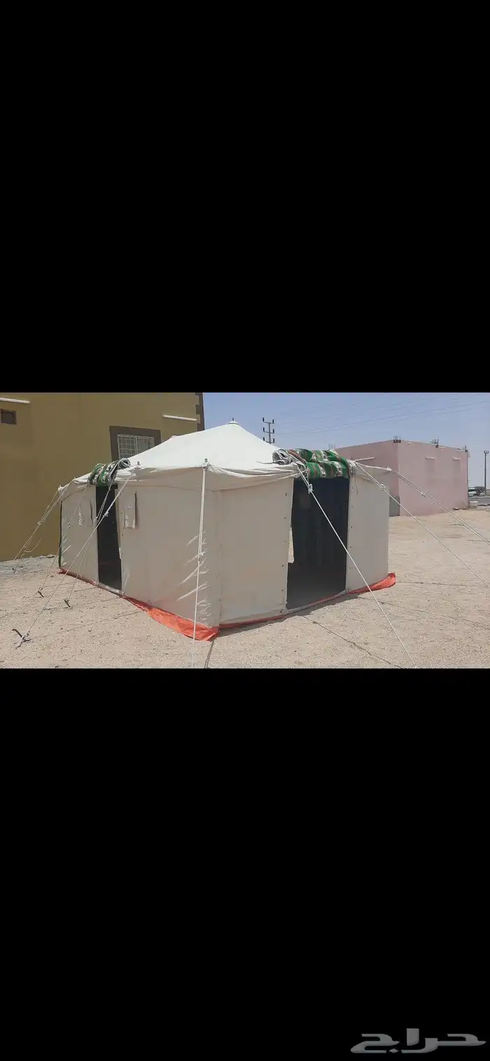 خيام مستخدمه شبه جديده عمود وعمودين لون اصفر 3