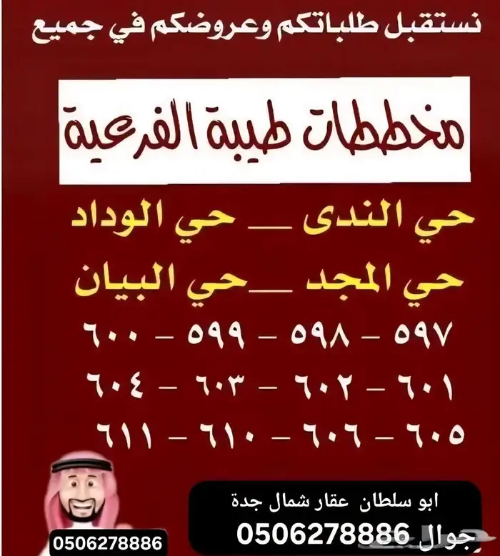 نشتري في طيبة الفرعية 606 - 605 - 604 - 599 - 602 -598 - 597 0
