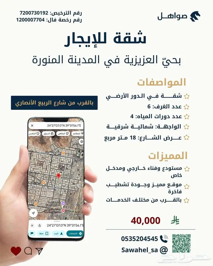 شقة للإيجار بحي العزيزية بالمدينة المنورة. 0