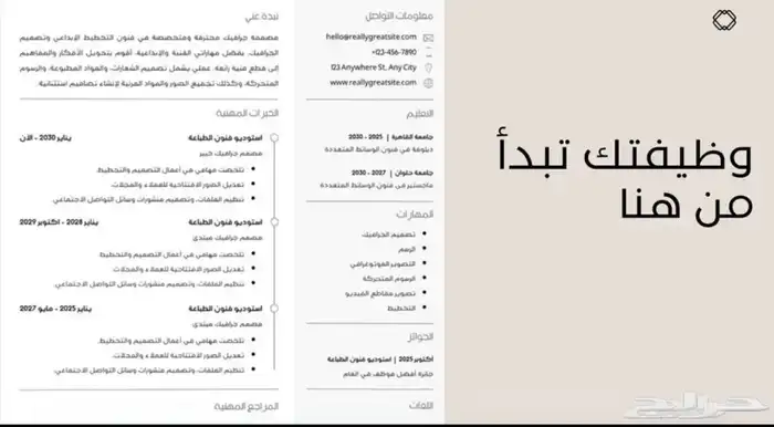عرض لفترة محدودة cv بنظام ATS فقط ب 10 0