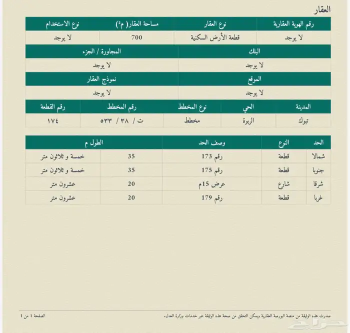 ارض سكنية للبيع بحي الربوة تبوك 1