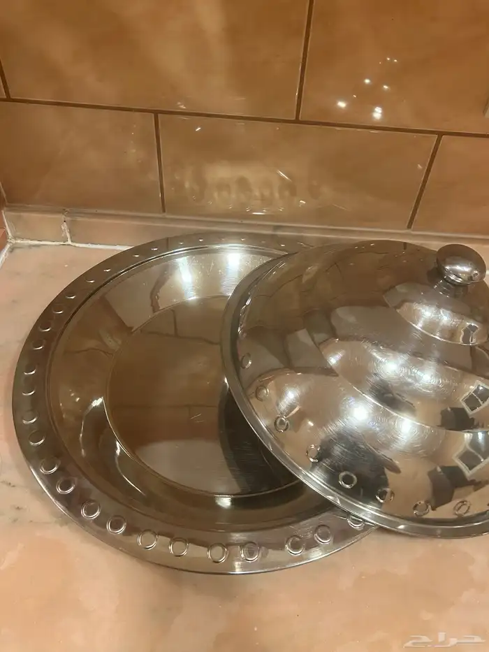 صحن غوزي استيل مع غطاء للارز او الاكلات الشعبيه 2