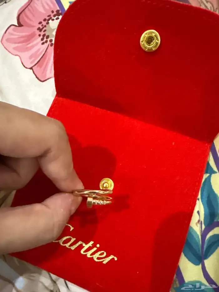خاتم كارتيه مسمار شبه الاصل مطلي ذهب 1