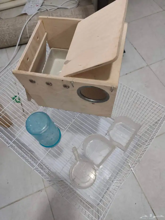 قفص كبير مناسب للكوكتيل والروز مع بياضة ومشربيات 4