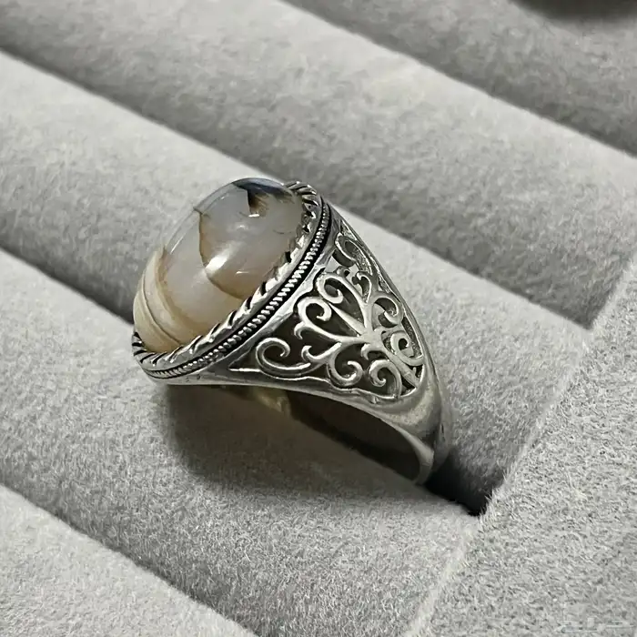 خاتم فضة عيار 925 صياغة منشار 2
