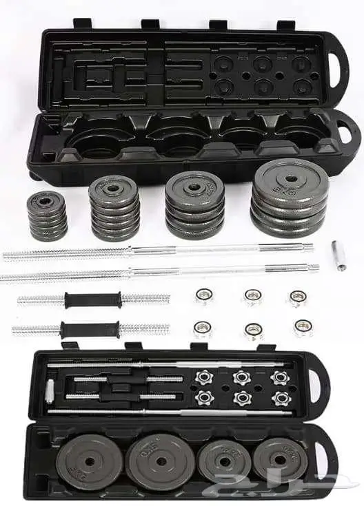 حقيبة اثقال دنابل وبار مجموع 50 kg 2